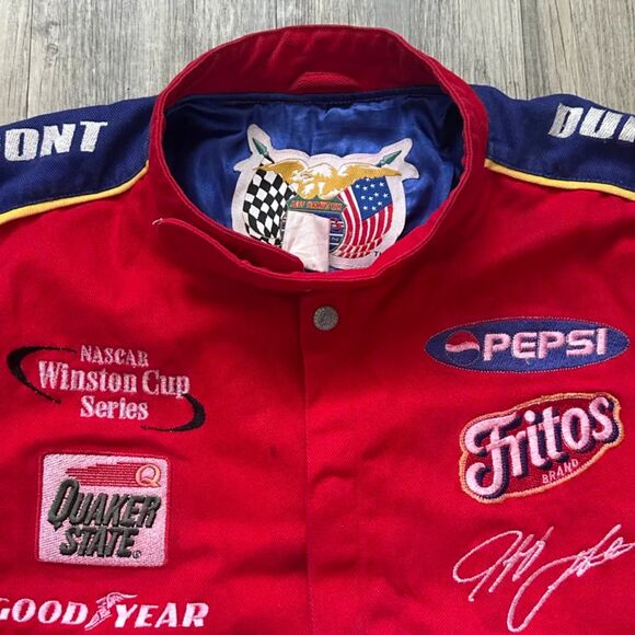 Vintag Jeff Hamilton Racing Jeff Gordon Dupont Nascar Flames Jacket Size Large - Picture 4 of 8
